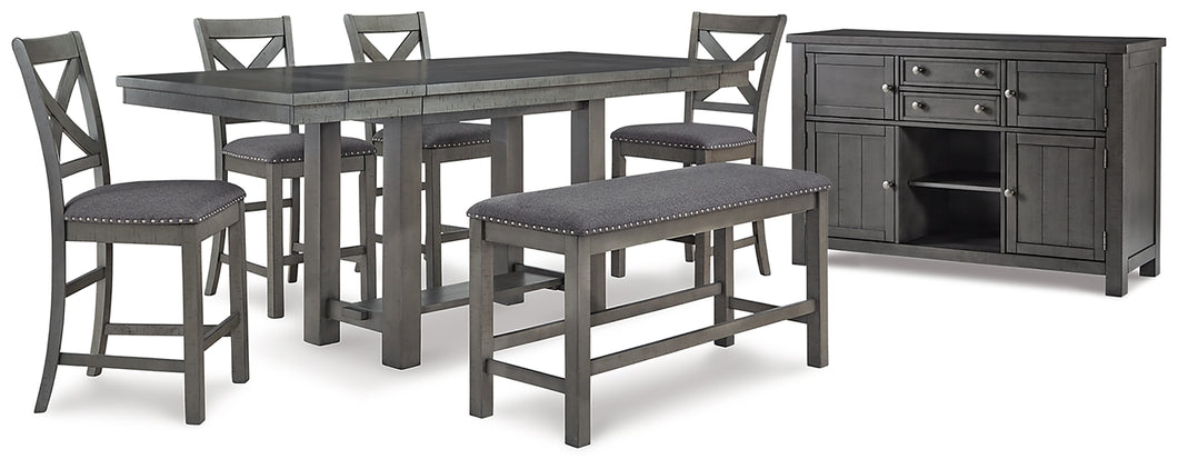 Myshanna Counter Height Dining Table and 4 Barstools and Bench with Storage