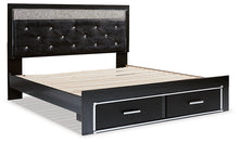 Load image into Gallery viewer, Kaydell King Upholstered Panel Storage Platform Bed with Mirrored Dresser and Chest
