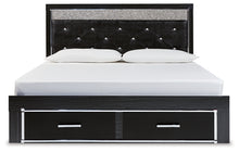 Load image into Gallery viewer, Kaydell King Upholstered Panel Storage Platform Bed with Mirrored Dresser and Chest
