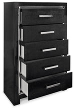Load image into Gallery viewer, Kaydell King Upholstered Panel Storage Platform Bed with Mirrored Dresser and Chest
