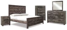 Load image into Gallery viewer, Wynnlow King Crossbuck Panel Bed with Mirrored Dresser, Chest and Nightstand
