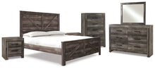 Load image into Gallery viewer, Wynnlow King Crossbuck Panel Bed with Mirrored Dresser, Chest and 2 Nightstands
