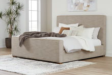 Load image into Gallery viewer, Dakmore Queen Upholstered Bed with Mirrored Dresser and 2 Nightstands
