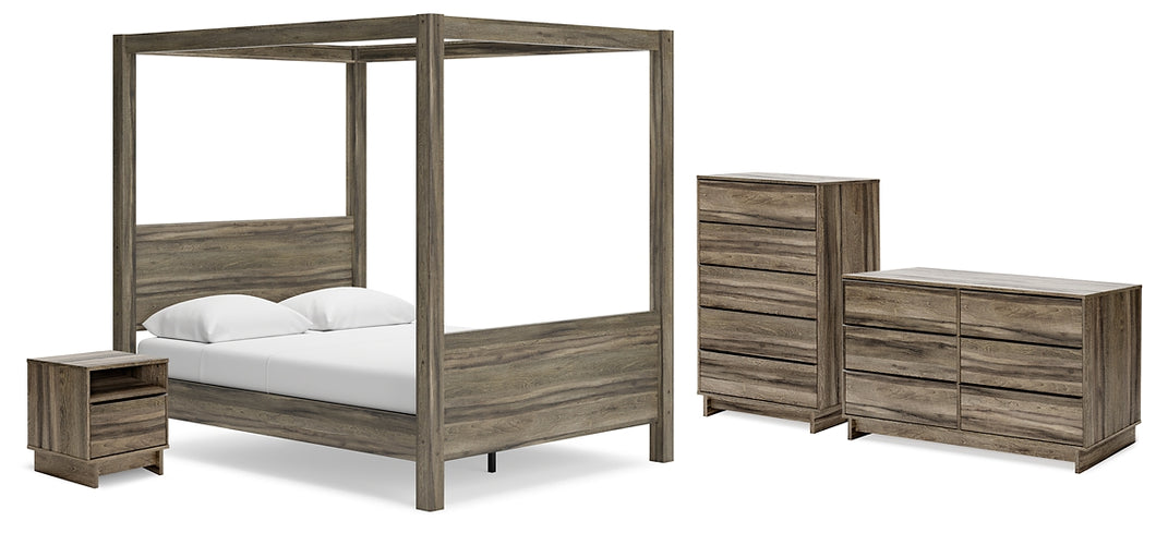 Ashley Express - Shallifer Queen Canopy Bed with Dresser, Chest and Nightstand